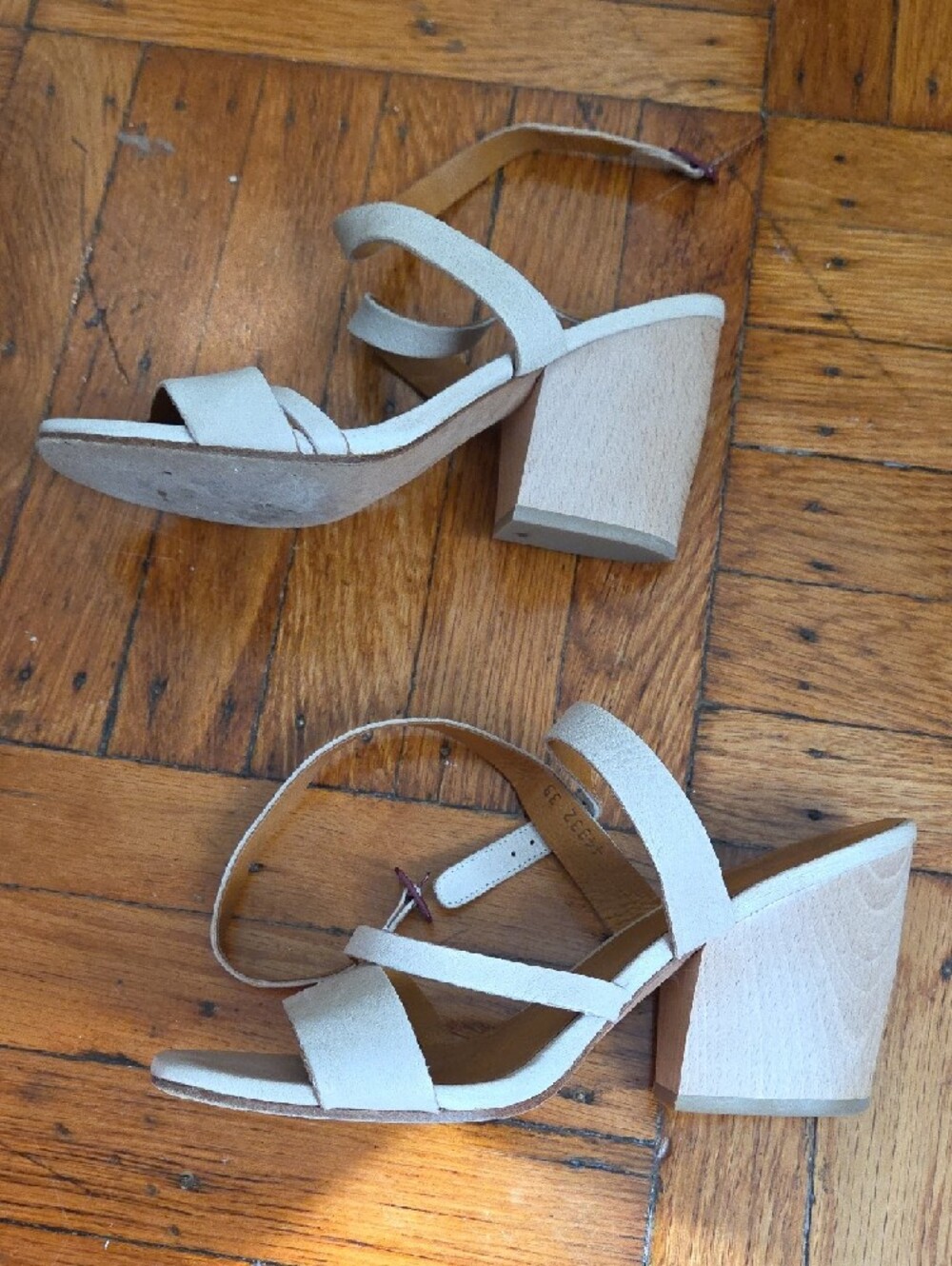 COCLICO Cream Suede Strappy Slide Sandals